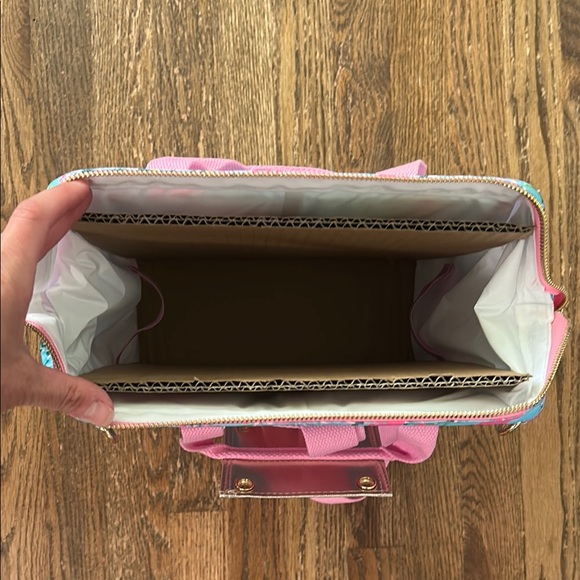 Lilly Pulitzer Pink and Blue Cooler Backpack with Tropical Flair - Picture 4 of 6